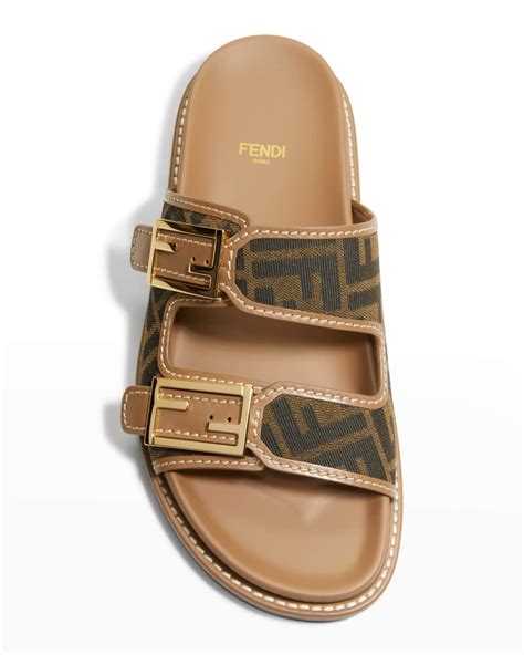 fendi ff jacquard dual buckle slide sandals|neiman marcus Fendi ff sandals.